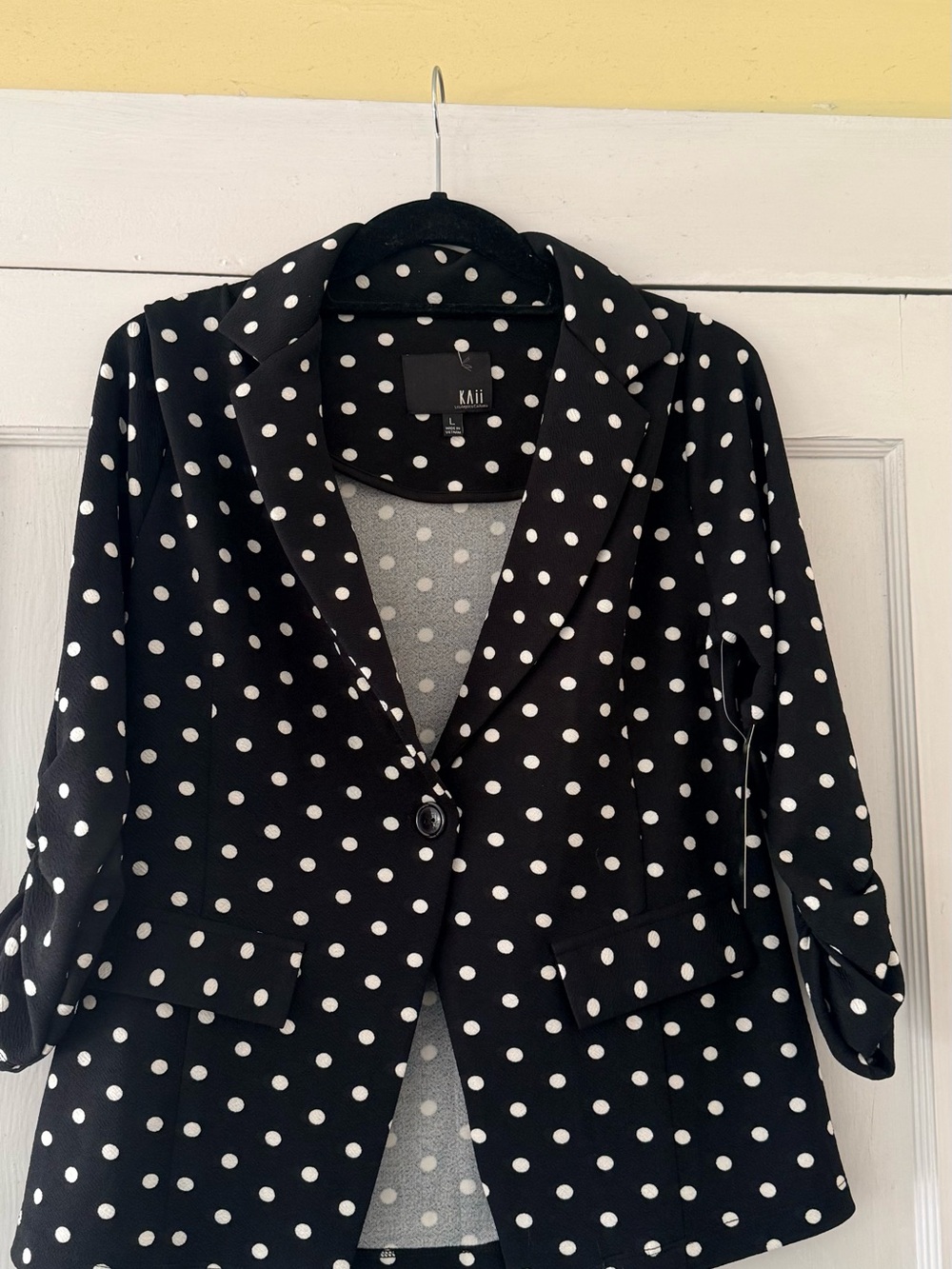 Kaii Black with White Polka Dot Dress Top
